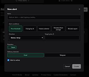CS2 Price Alerts — Track Skin Baskets, Drops & Craft Appearances | CS2 Market Research